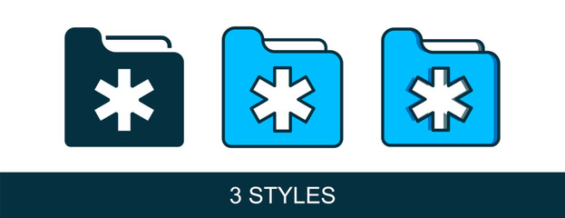 Filled outline Medical health record folder for healthcare icon isolated on white background. Patient file icon. Medical history symbol. Vector