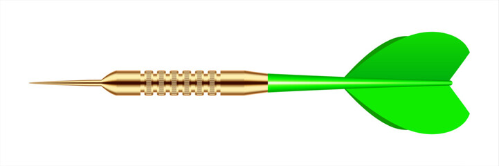 Dart arrow with metal tip and shadow. Dart throwing sport game, dartboard equipment. Vector illustration