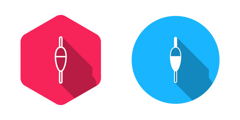 Filled and outline Fishing float icon isolated with long shadow background. Fishing tackle. Vector