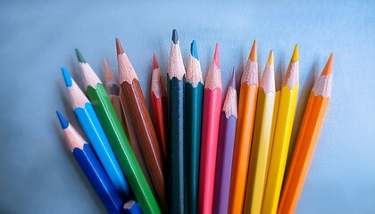 colored pencils on white background