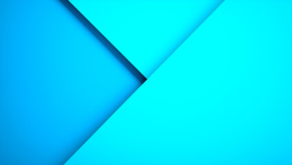 Inspired by material design principles, cyan and blue flat surfaces are layered with sharp edges and soft shadows.