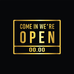 gold color open sing icon , template, flat, design, vector, illustrations, education, style, trendy, collections