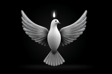 Obraz premium Minimalist white dove with flame-shaped wings