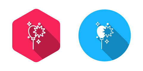 Filled and outline Balloons with ribbon icon isolated with long shadow background. Vector