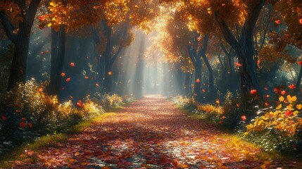 Autumn forest path image
