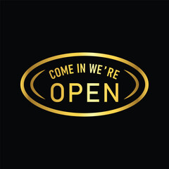 gold color open sing icon , template, flat, design, vector, illustrations, education, style, trendy, collections