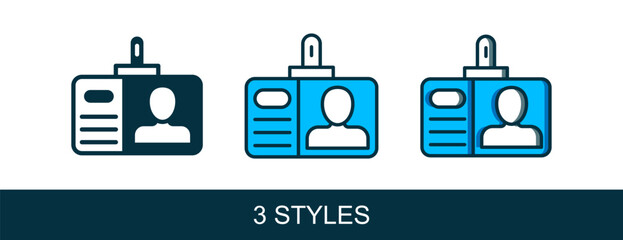 Filled outline Identification badge icon isolated on white background. It can be used for presentation, identity of the company, advertising. Vector