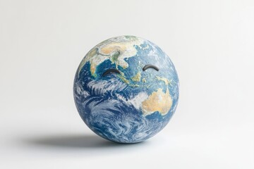 Fototapeta premium A smiling Earth egg symbolizes environmental care and global well-being.
