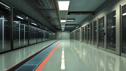 A sleek, modern data center ensuring maximum system reliability.