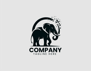 Obraz premium Elephant Walking in Profile Vector Logo Design