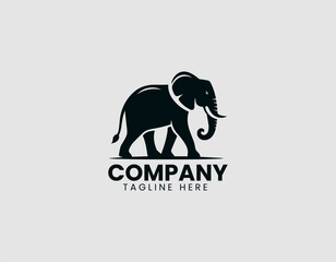 Elephant Walking in Profile Vector Logo Design