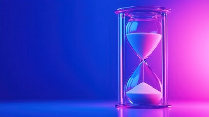 Colorful hourglass on a gradient backdrop, symbolizing the passage of time in a serene setting