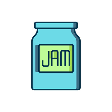 recommend clip art: Filled outline Jam jar icon isolated on white background. Flat filled outline style with shadow. Vector