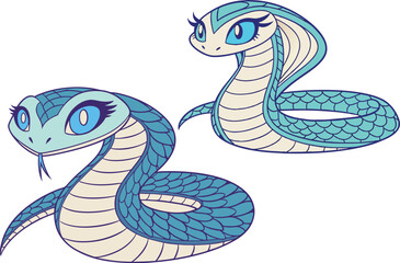 Fototapeta premium King Cobra Snake Illustration Ophiophagus Hannah in Striking Detail