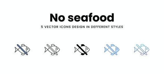No seafood vector icons set stock illustration