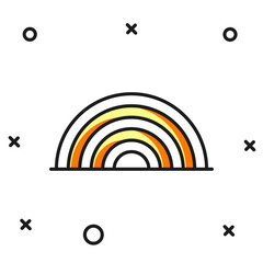 Filled outline Rainbow icon isolated on white background. Happy Saint Patricks day. National Irish holiday. Flat filled outline style with shadow. Vector