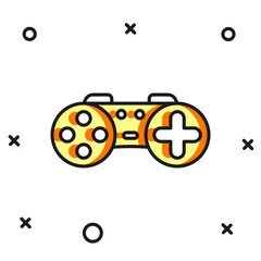 Filled outline Gamepad icon isolated on white background. Game controller. Flat filled outline style with shadow. Vector