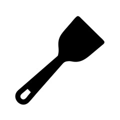 Black spatula kitchen utensil cooking tool for flipping food in frying pan vector illustration