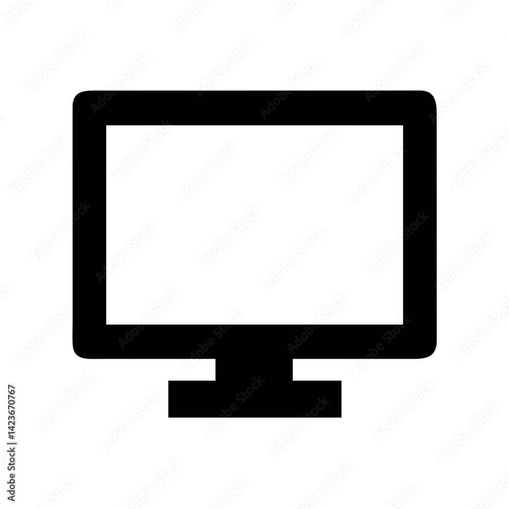 Poster Black and white computer monitor vector graphic for design projects and presentations online use icon