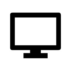 Black and white computer monitor vector graphic for design projects and presentations online use icon