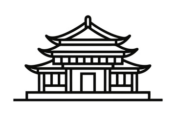 Korean House Vector in Flat Fill Style