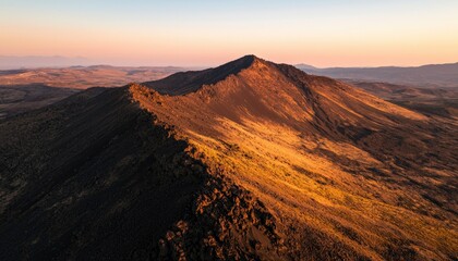 Fototapeta premium Volcanic mountain ridge at sunrise