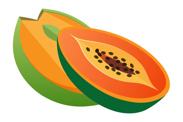 Minimal Papaya Slice Vector Illustration