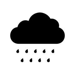 Rainy weather forecast icon vector illustration, cloud with rain drops, weather symbol vector