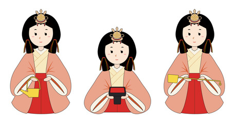 ひな祭り - 三人官女（主線あり）