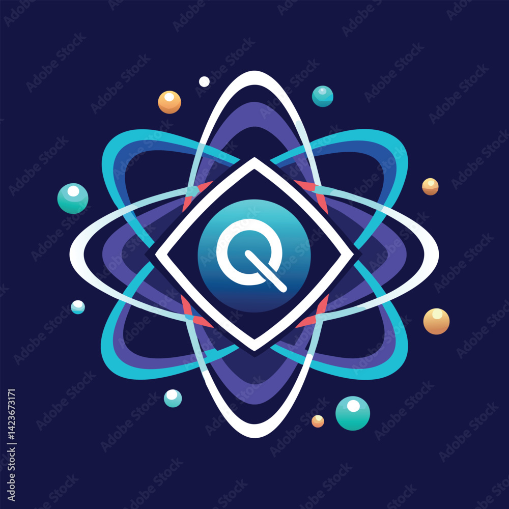Aufkleber modern vector logo design representing quantum computing technologies with intricate patterns and vi