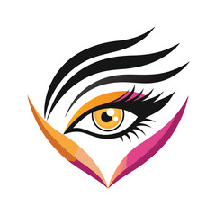 Expressive vector logo depicting innovative design for eye makeup brand featuring bold colors and intricate details
