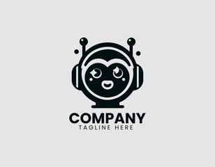 Friendly Chatbot Icon Bubble Face Vector Logo Design