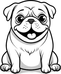 Fototapeta premium Adorable black pug dog illustration