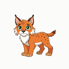 Obraz premium Illustration of cute lynx, Hand drawn cheetah cartoon animal illustration