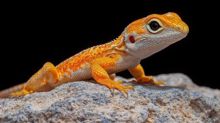 Fototapeta premium Close-up of a vibrant orange and white lizard.