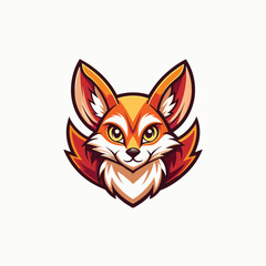Fototapeta premium Pretty Fennec fox minimalist head logo, Icon, element. Vector illustration