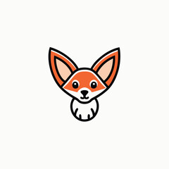 Obraz premium Fennec fox on white background. minimalist head logo, Icon, element. Vector illustration 