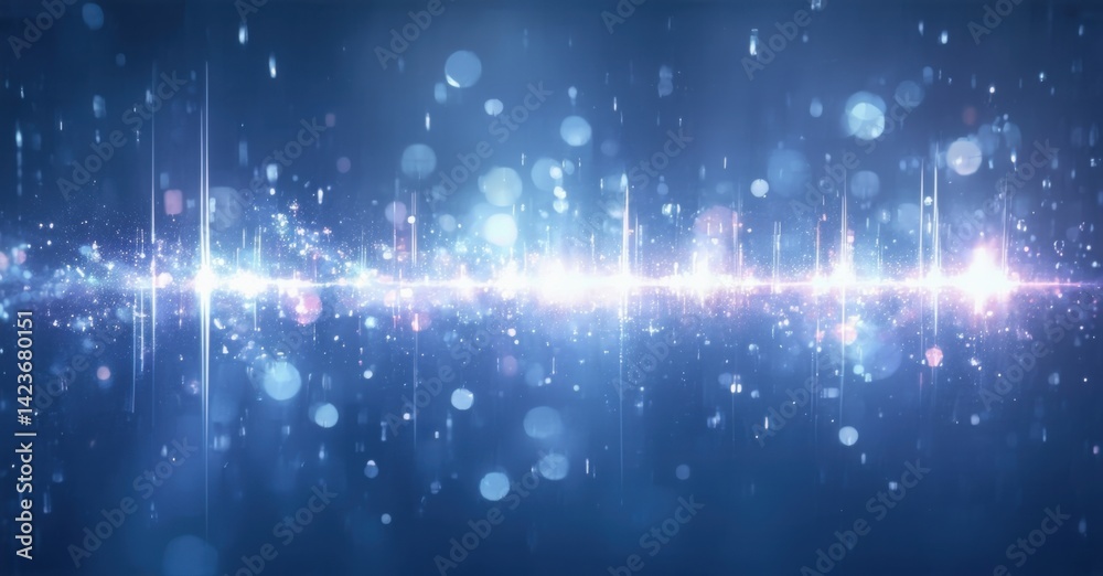 Leinwandbilder abstract blue background. bright light streaks create wave pattern. sparkling particles add depth, t