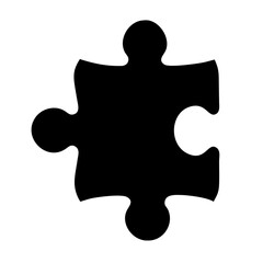 Puzzle piece vector image for jigsaw puzzles and problem solving design element in black color