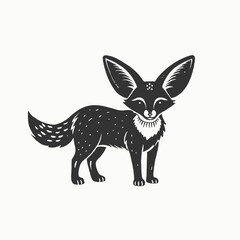 Obraz premium vector drawing sketch of animal, hand drawn fennec fox, isolated White Background
