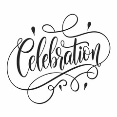 Elegant Hand-Lettered Celebration Script - High-Resolution Design for Invitations & Cards.