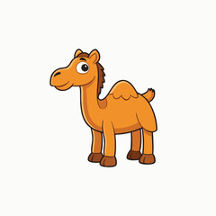 Bactrian camel walking, side view Colorful Camel Vector Illustration