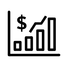 Financial growth chart diagram with dollar sign showing business success and investment increase