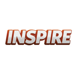 A bold inscription of "INSPIRE" in white 3D lettering with a vibrant orange outline pops against a stark black backdrop, radiating motivation.