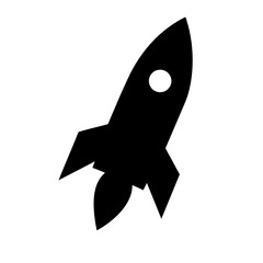 Rocket ship vector icon illustration, simple black rocket design for space travel and technology use © PURE VECTOR WORK