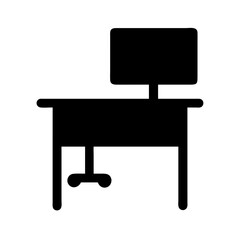 Computer desk setup icon for office workspace and study room furniture design element vector