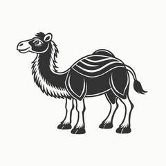 Black silhouette Camels trendy design . African desert animal. Wildlife and zoo vector illustration