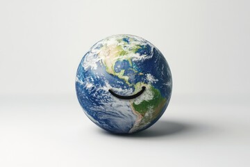 Smiling Earth egg-shaped globe representing a happy and healthy planet.