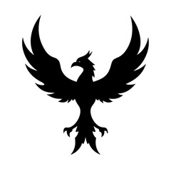 Phoenix bird silhouette vector illustration for logo design and tattoo art mythical creature graphic