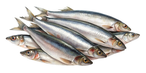 Fototapeta premium Pile of glistening sardines in a close up still life presentation